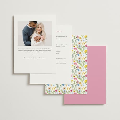 This is a garden bridal shower invitations with foil pressed by Yaling Hou Suzuki called bright garden printing on signature in standard
