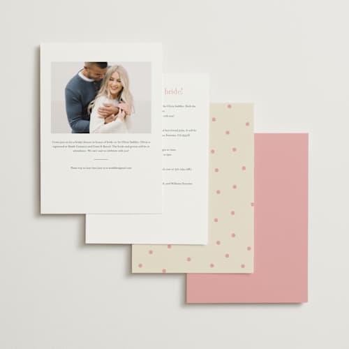 This is a peony bridal shower invitations with foil pressed by Baumbirdy called holiday bow printing on signature in standard