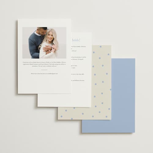 This is a blueberry bridal shower invitations with foil pressed by Baumbirdy called holiday bow printing on signature in standard