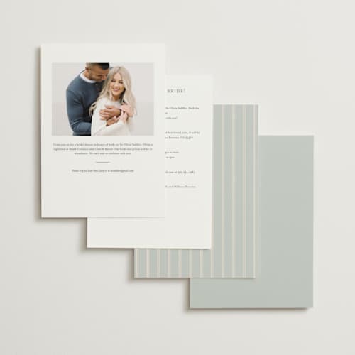This is a antique sky bridal shower invitations with foil pressed by Ana de Sousa called parisian roses printing on signature in standard