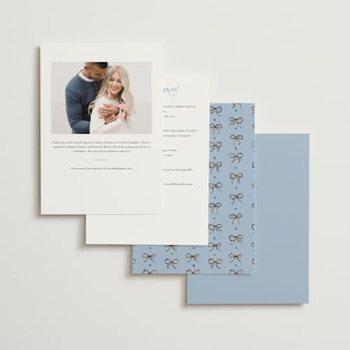 This is a bleu bridal shower invitations with foil pressed by Pixel and Hank called bubbly brunch printing on signature in standard