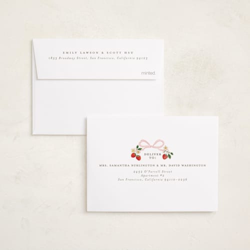 This is a cherry blossom petite birth announcements with standard by Itsy Belle Studio called fraises de bois printing on signature in petite
