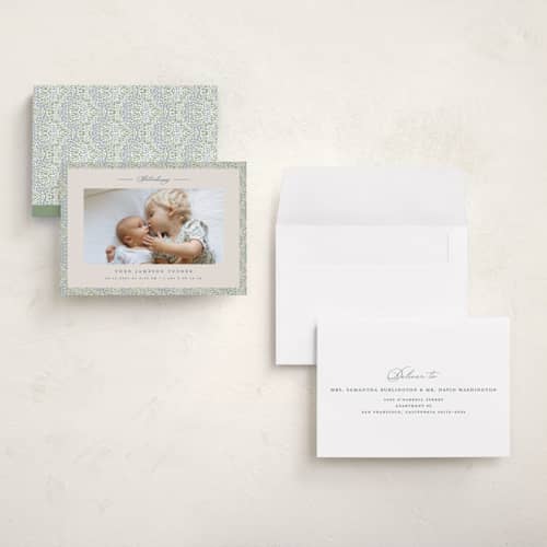 This is a meadow petite birth announcements with standard by Erica Krystek called parisienne printing on signature in petite