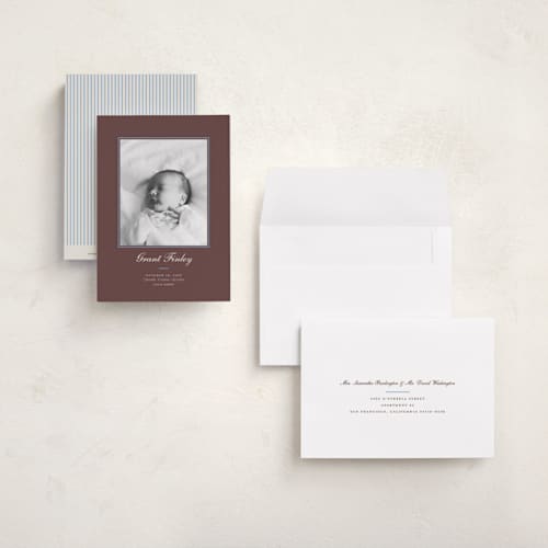 This is a teddy bear petite birth announcements with standard by Alston Foster called peanut printing on signature in petite