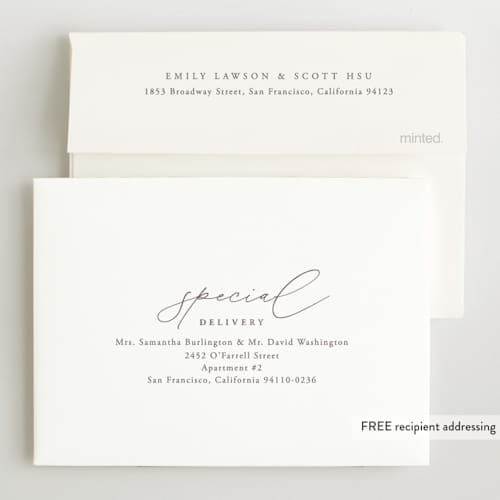 This is a gravel petite birth announcements with standard by Olivia Raufman called delightful welcome printing on signature in petite