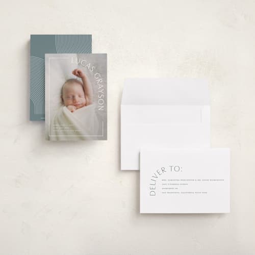 This is a snow petite birth announcements with standard by Lauren Chism called take shape printing on signature in petite
