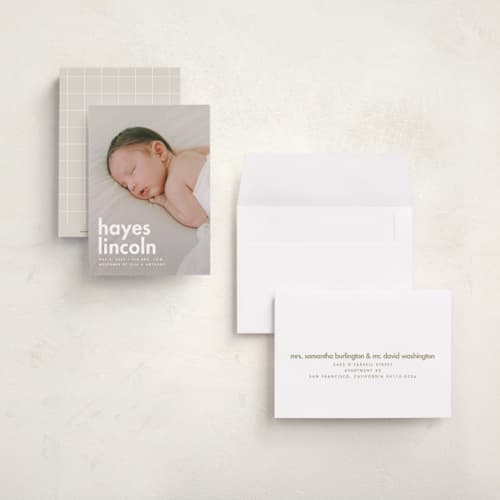 This is a cloud petite birth announcements with standard by Ellen Schlegelmilch called hayes printing on signature in petite