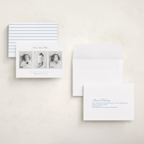 This is a tugboat petite birth announcements with standard by Alexandra Cohn called opus printing on signature in petite