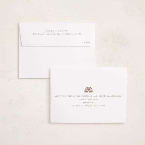 This is a cotton petite birth announcements with standard by Robin Ott called modern inset printing on recycled smooth signature in petite