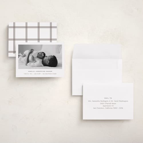 This is a fawn petite birth announcements with standard by Megan Davis called soho printing on signature in petite