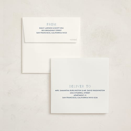 This is a azure foil stamped baby shower invitations with foil pressed by Annie Shapiro called boy oh boy! printing on signature in standard