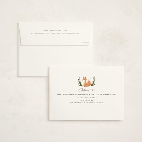 This is a sunshine foil stamped baby shower invitations with foil pressed by Teju Reval called woodland dreams printing on signature in standard