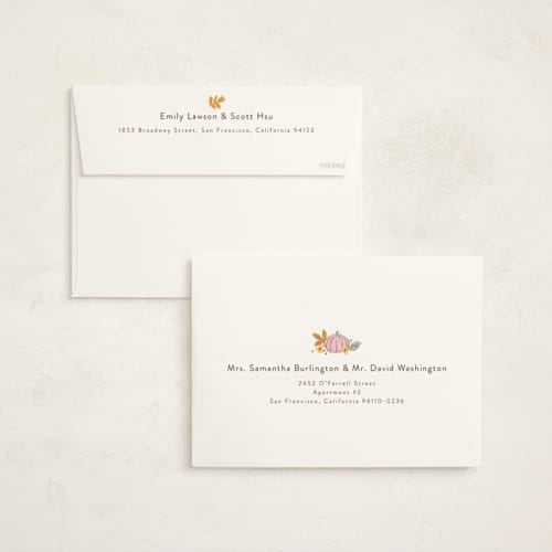 This is a pudding foil stamped baby shower invitations with foil pressed by Cass Loh called pastel pumpkins printing on signature in standard