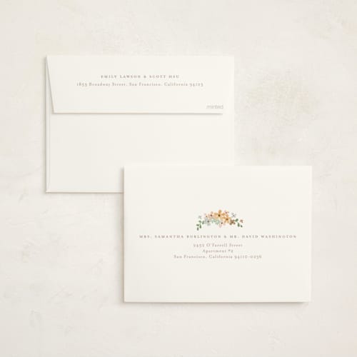 This is a honey foil stamped baby shower invitations with foil pressed by Jennifer Wick called petite baby blocks printing on signature in standard