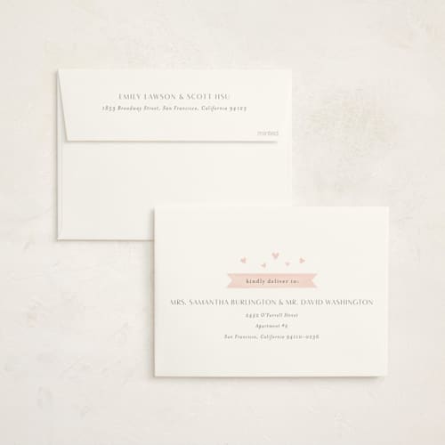 This is a blush foil stamped baby shower invitations with foil pressed by Katherine Moynagh called pooh and piglet printing on signature in standard