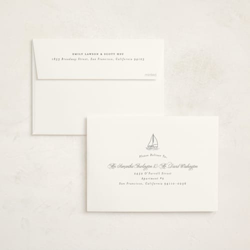 This is a fog foil stamped baby shower invitations with foil pressed by Stephanie Hawkes called on board printing on signature in standard