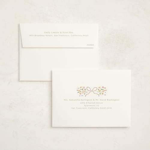 This is a ballet slipper foil stamped baby shower invitations with foil pressed by Jennifer Wick called new blooms printing on signature in standard