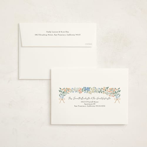 This is a pastel foil stamped baby shower invitations with foil pressed by Elly called sweet garden printing on signature in standard