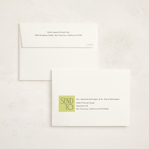 This is a lime foil stamped baby shower invitations with foil pressed by letterfix called two times printing on signature in standard