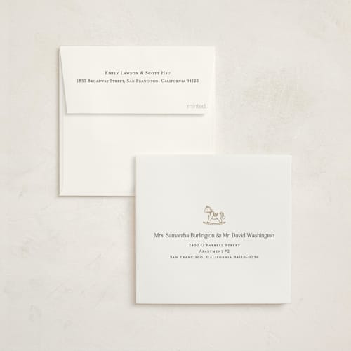 This is a sky blue foil stamped baby shower invitations with foil pressed by Lucrecia Caporale called sweet stripes printing on signature in standard