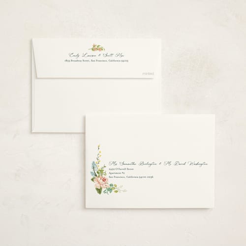 This is a sky foil stamped baby shower invitations with foil pressed by Susan Moyal called butterflies & botanicals printing on signature in standard