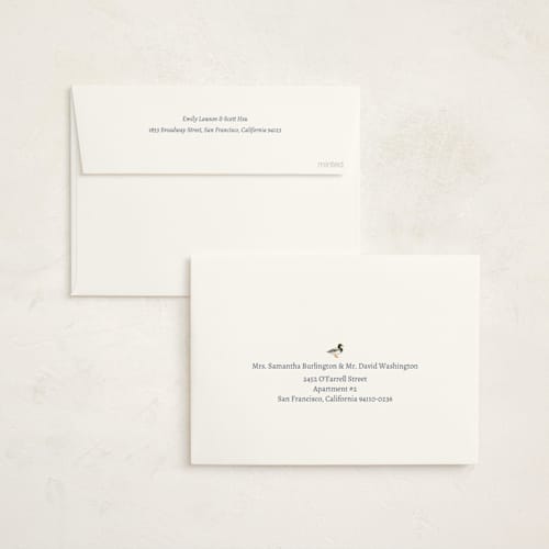 This is a powder foil stamped baby shower invitations with foil pressed by Rebecca Marchese called southern mallard duck printing on signature in standard
