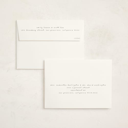 This is a cotton foil stamped baby shower invitations with foil pressed by Stacy Maalouf called foil rattle printing on signature in standard