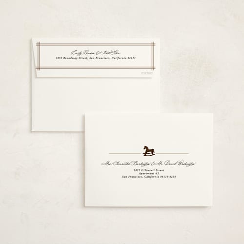 This is a juniper foil stamped baby shower invitations with foil pressed by Kate Ahn called wesley printing on signature in standard