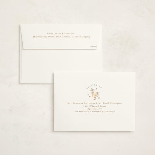 This is a mint foil stamped baby shower invitations with foil pressed by Jennifer Wick called nursery rhyme printing on signature in standard