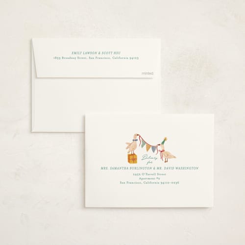 This is a lemonade foil stamped baby shower invitations with foil pressed by Julie Murray called honk for baby! printing on signature in standard
