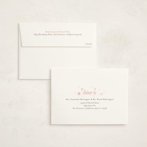 This is a blush foil stamped baby shower invitations with foil pressed by Itsy Belle Studio called gingerbread village printing on signature in standard