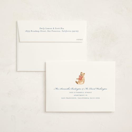 This is a sky foil stamped baby shower invitations with foil pressed by Sarah Knight called classical printing on signature in standard