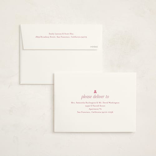 This is a peony foil stamped baby shower invitations with foil pressed by Cindy Reynolds called teddy bear stripes printing on signature in standard