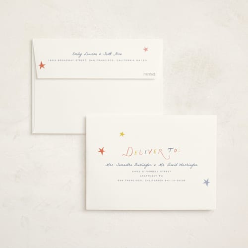 This is a sail foil stamped baby shower invitations with foil pressed by Pixel and Hank called on the way printing on signature in standard