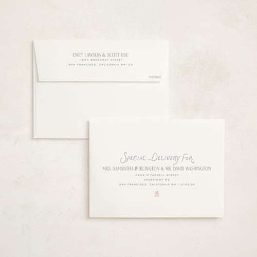 This is a rosebud foil stamped baby shower invitations with foil pressed by Heather Schertzer called nostalgic printing on signature in standard