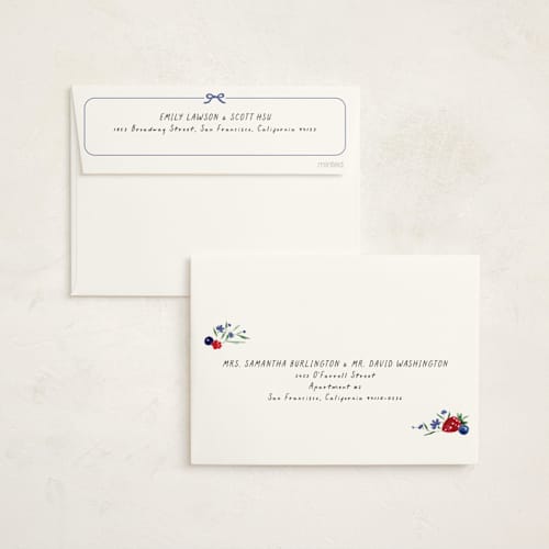 This is a blueberry baby shower invitations with standard by Kate Ahn called bonjour printing on signature in standard