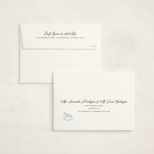 This is a sky baby shower invitations with standard by Melinda Denison called classic gingham printing on signature in standard