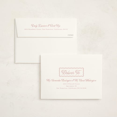 This is a cherry blossom baby shower invitations with standard by Brianne Larsen called scalloped gingham printing on signature in standard