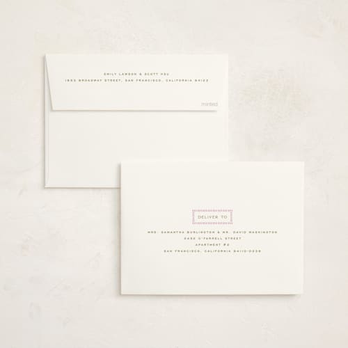 This is a blush baby shower invitations with standard by Ellen Schlegelmilch called stitched lines printing on signature in standard