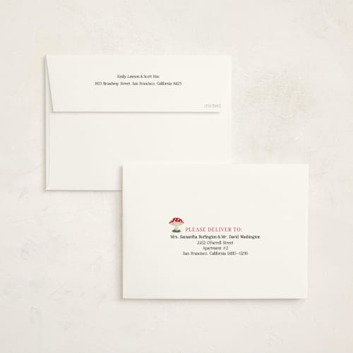 This is a berry baby shower invitations with standard by Ilene Guy called little mushroom printing on signature in standard