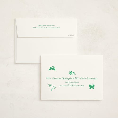 This is a grass baby shower invitations with standard by Studio Suku called needlepoint printing on signature in standard
