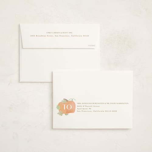 This is a blush baby shower invitations with standard by Creo Study called lil pumpkin printing on signature in standard