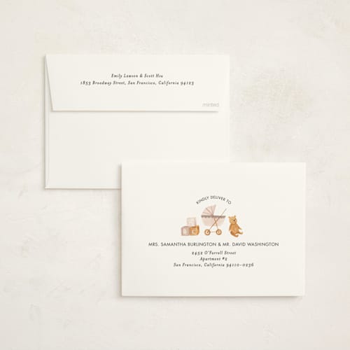 This is a cloud baby shower invitations with standard by Sarah Knight called prams, bears and baby printing on signature in standard
