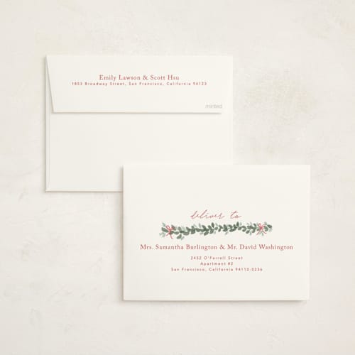 This is a cranberry baby shower invitations with standard by Rebecca Durflinger called merry little stockings printing on signature in standard