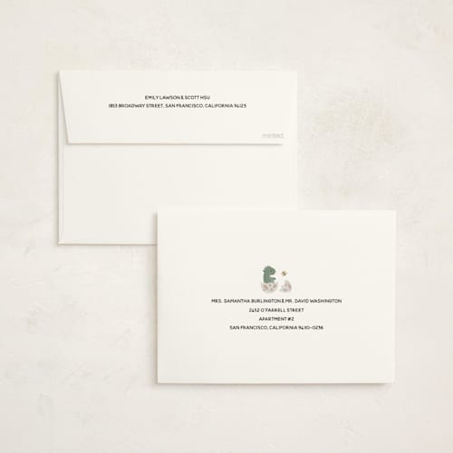 This is a tan baby shower invitations with standard by Britt called baby dino printing on signature in standard