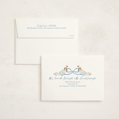 This is a blueberry baby shower invitations with standard by Elly called ribbon garden printing on signature in standard