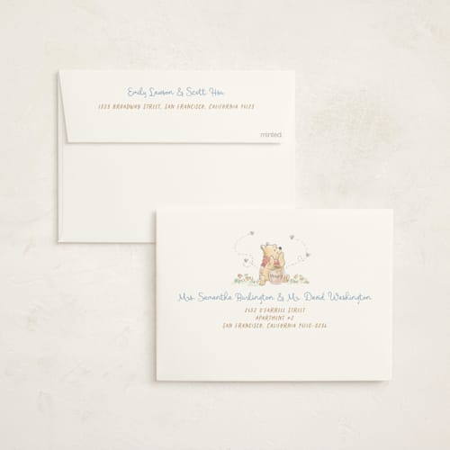 This is a pond baby shower invitations with standard by Creo Study called disney's winnie the pooh and a lil hunny printing on signature in standard