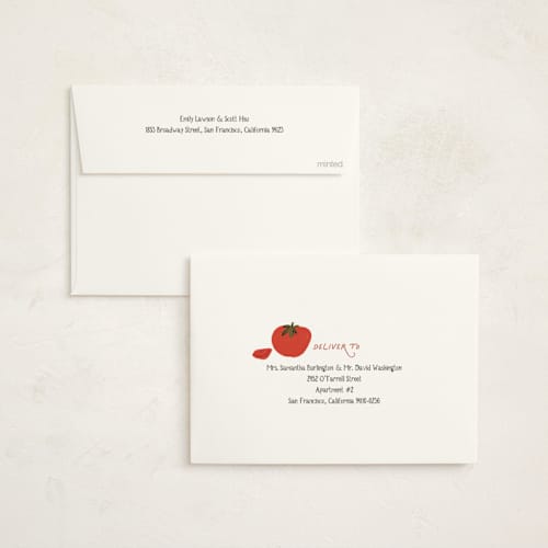 This is a tomato baby shower invitations with standard by Jenna Holcomb called pasta sauce printing on signature in standard