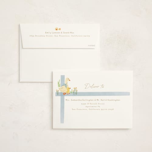 This is a sky baby shower invitations with standard by Creo Study called vintage goose printing on signature in standard