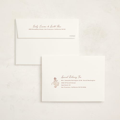 This is a blush baby shower invitations with standard by Kristen Smith called story book frame printing on signature in standard
